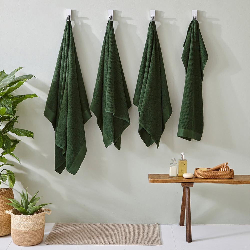 Textured Weave 100% Cotton Towel - Dark Green