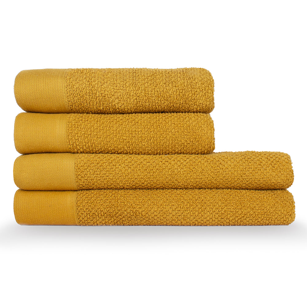 Textured Weave 100% Cotton Towel - Ochre