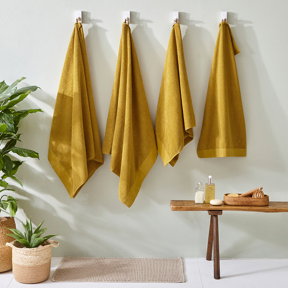 Textured Weave 100% Cotton Towel - Ochre