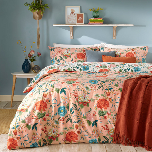 Azalea PINK 6x6 SUPER KING Floral Duvet Cover and Pillowcase Set