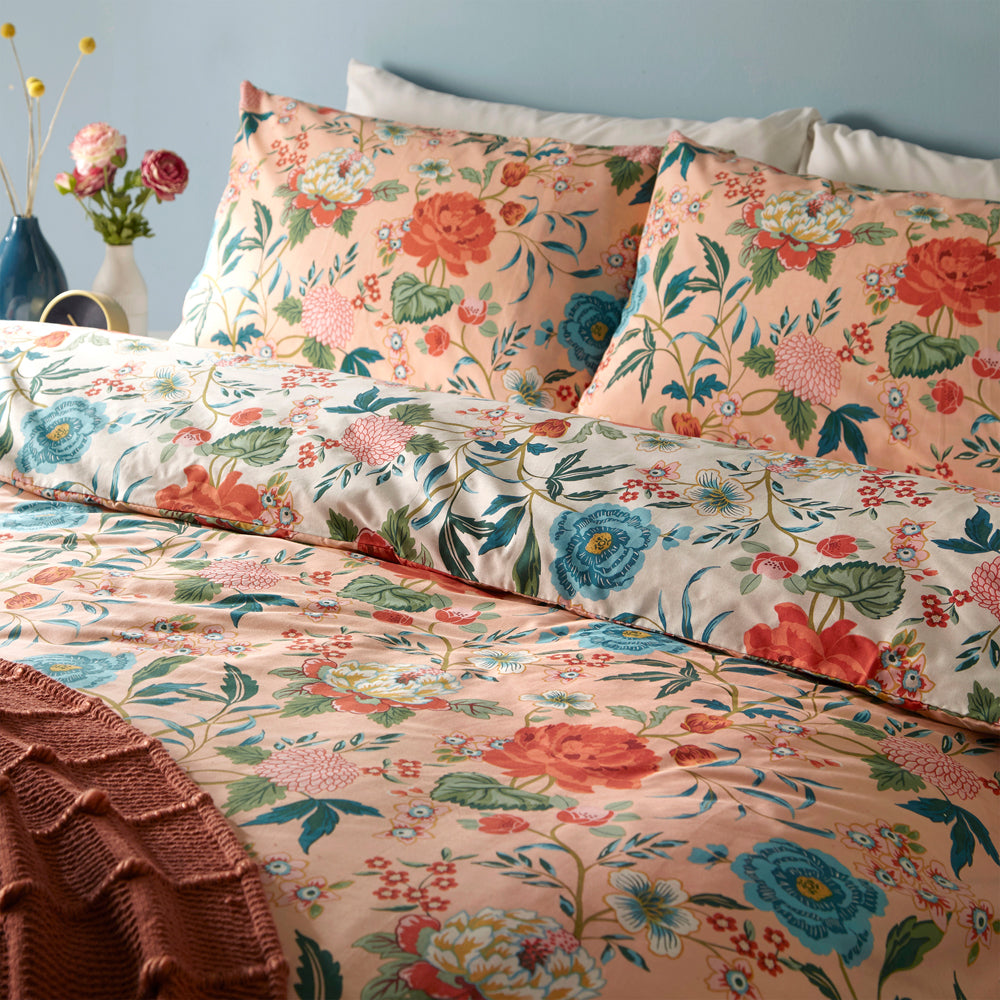 Azalea PINK 5x6 KING Floral Duvet Cover and Pillowcase Set