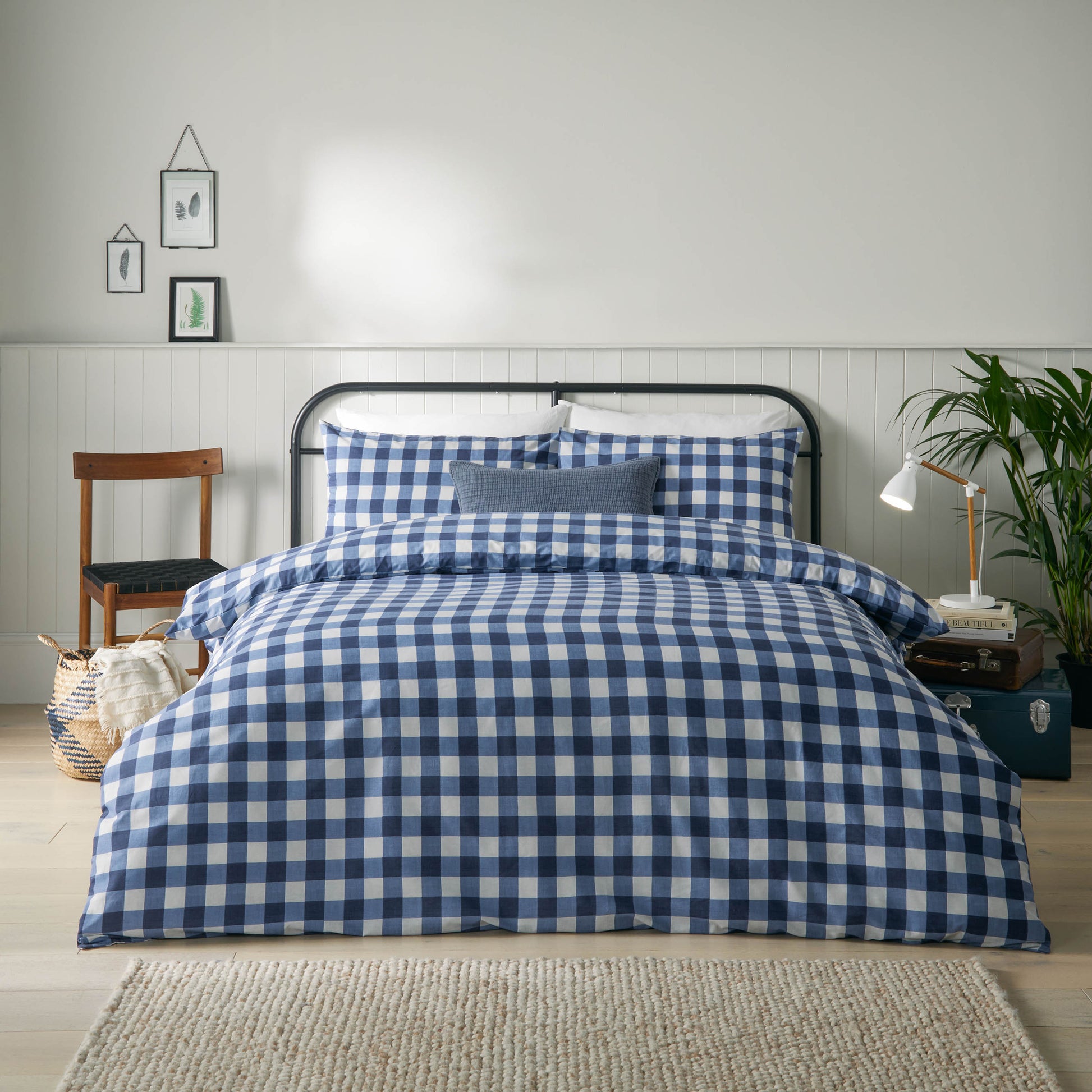 Hartsford Gingham Navy 5x6 KING Duvet Cover and Pillowcase Set