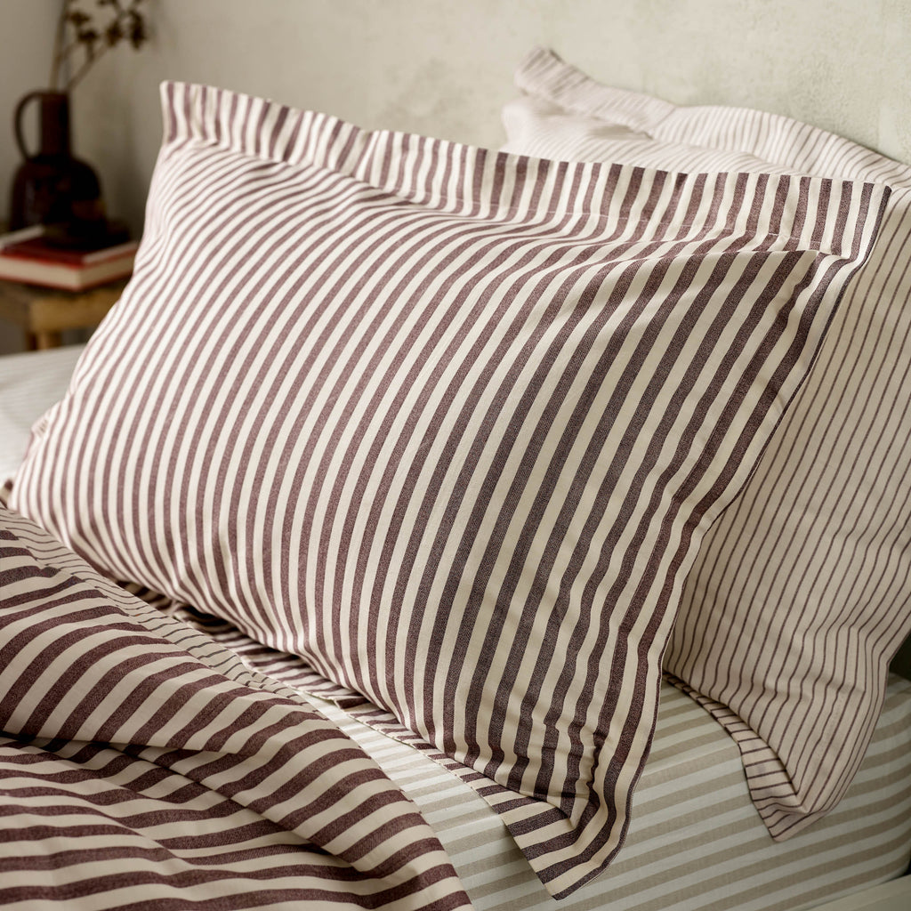 Hebden Stripe Beetroot 6x6 SUPER KING Duvet Cover and Pillowcase Set