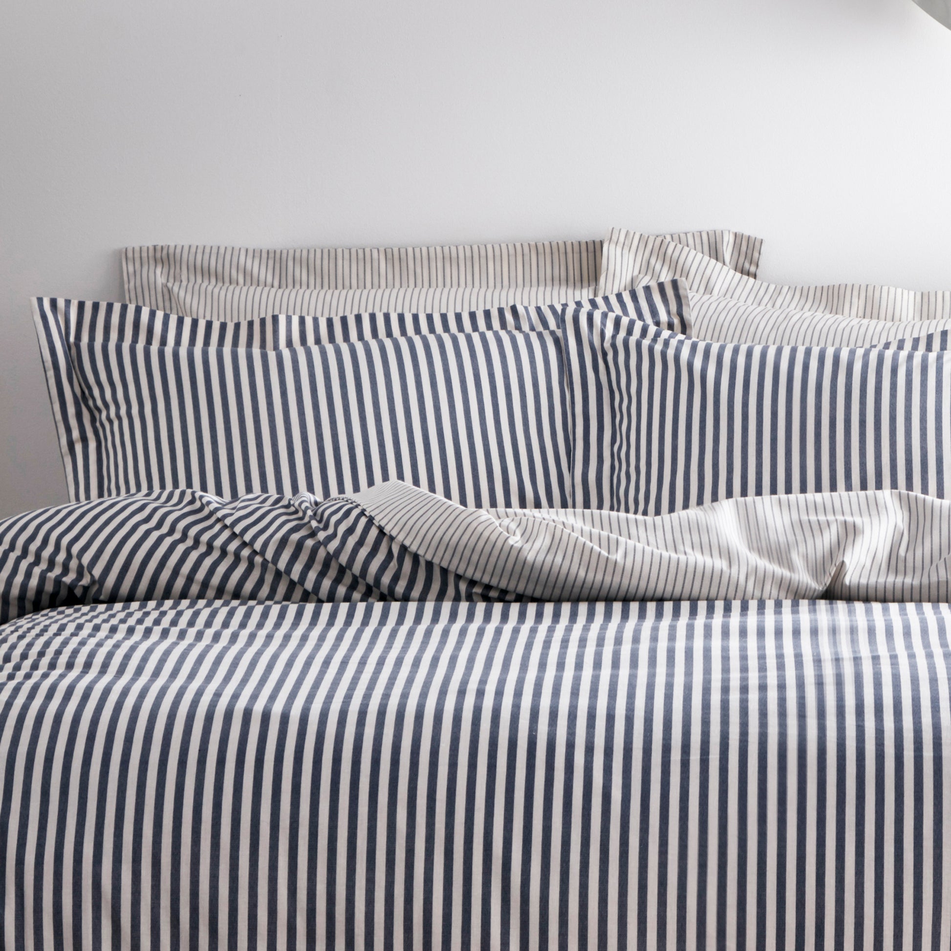 Hebden Stripe Navy 6x6 SUPER KING Duvet Cover and Pillowcase Set