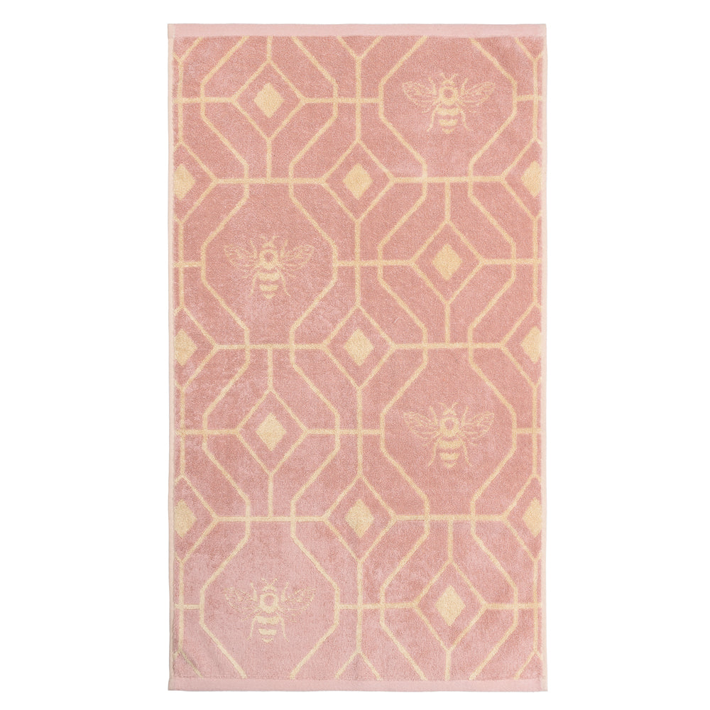 Bee Deco Geometric Jacquard 100% Cotton Towel - Blush