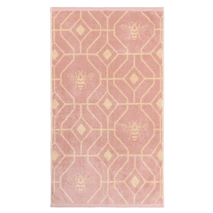Bee Deco Geometric Jacquard 100% Cotton Towel - Blush