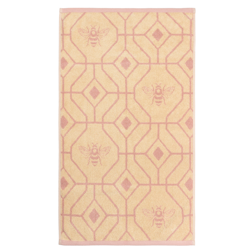 Bee Deco Geometric Jacquard 100% Cotton Towel - Blush