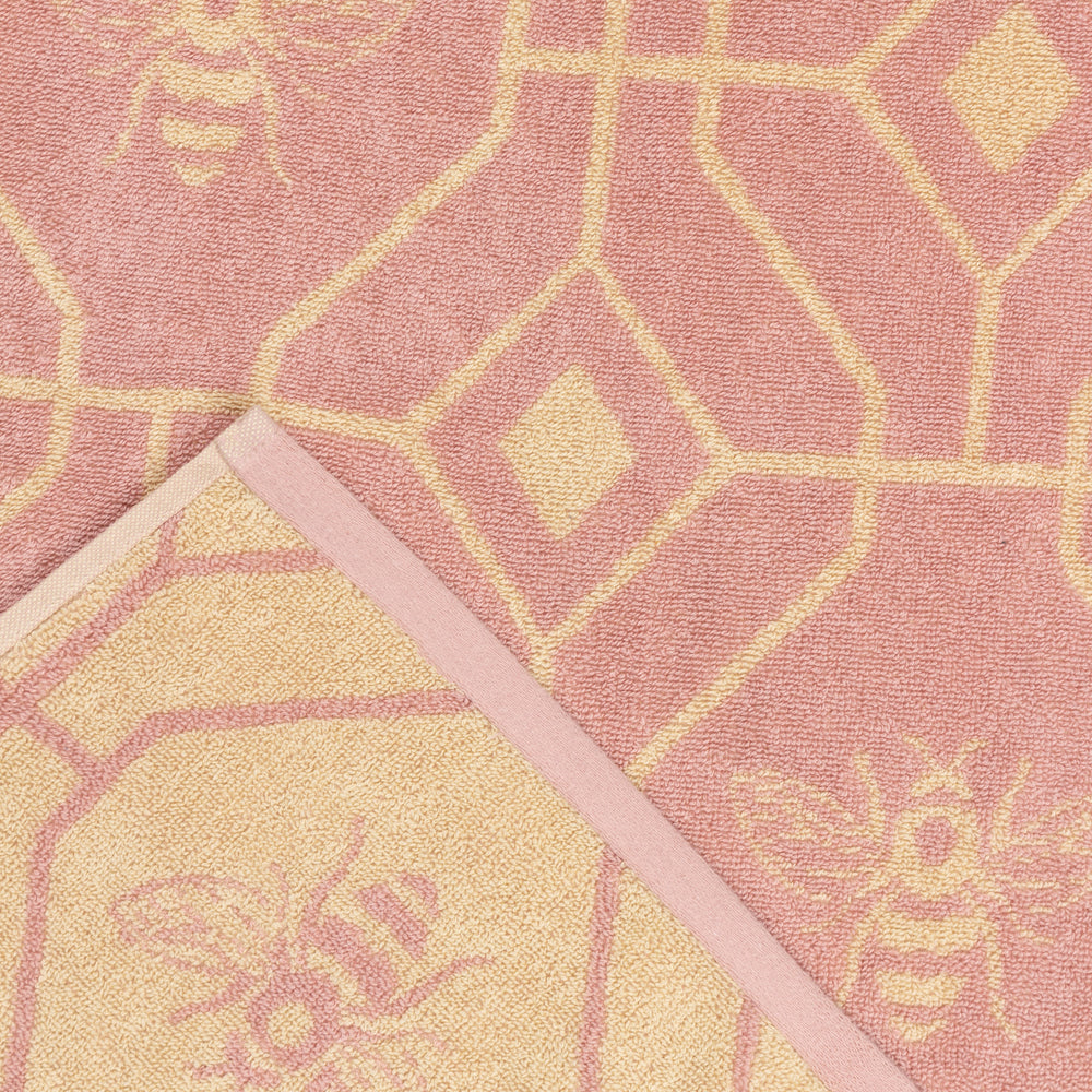 Bee Deco Geometric Jacquard 100% Cotton Towel - Blush