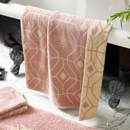 Bee Deco Geometric Jacquard 100% Cotton Towel - Blush