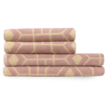 Bee Deco Geometric Jacquard 100% Cotton Towel - Blush