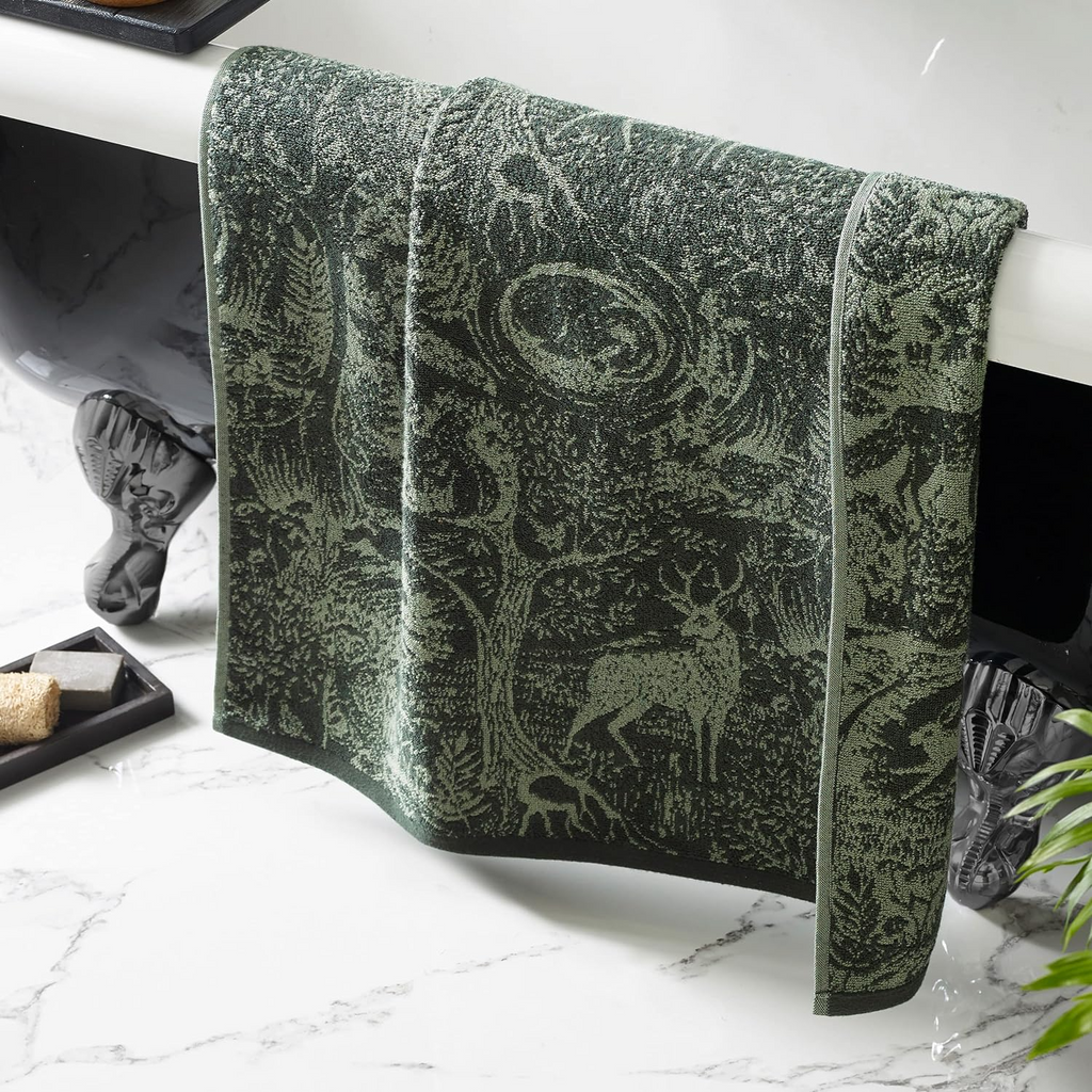 Winter Woods Jacquard 100% Cotton Towel - Emerald