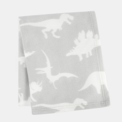 Kids Fleece Soft Throw - Grey Dino