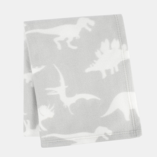 Kids Fleece Soft Throw - Grey Dino