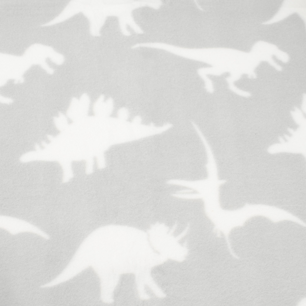 Kids Fleece Soft Throw - Grey Dino