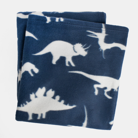 Kids Fleece Soft Throw - Navy Dino