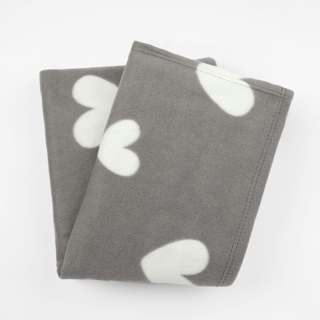 Kids Fleece Soft Throw - Charcoal Hearts