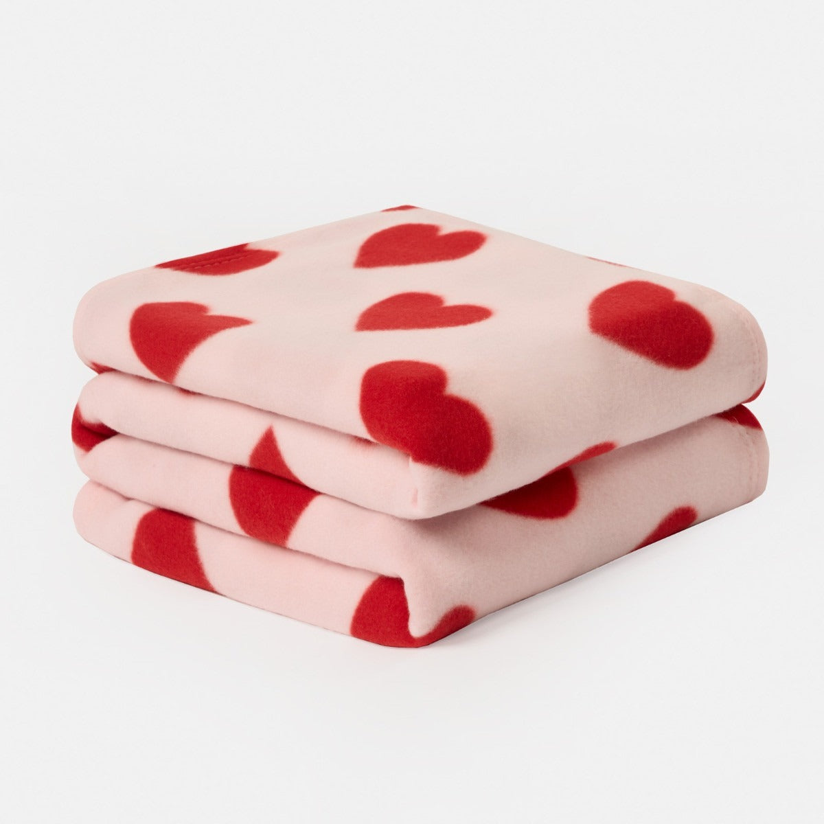 Kids Fleece Soft Throw - Pink Red Hearts