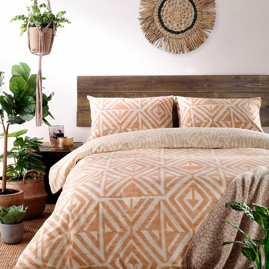 Tanza 5x6 KING Terracotta Duvet Cover and Pillowcase Set