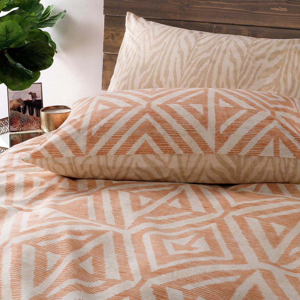 Tanza 5x6 KING Terracotta Duvet Cover and Pillowcase Set