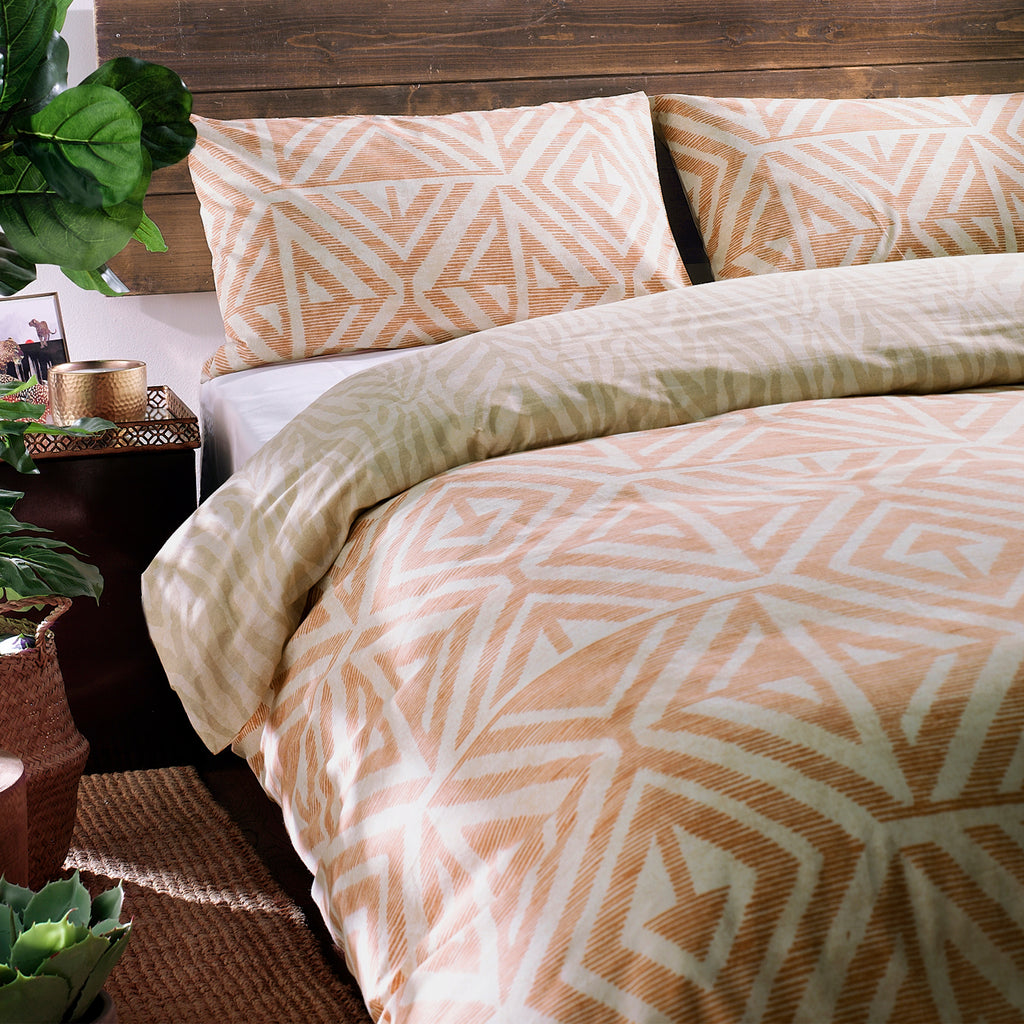Tanza 5x6 KING Terracotta Duvet Cover and Pillowcase Set