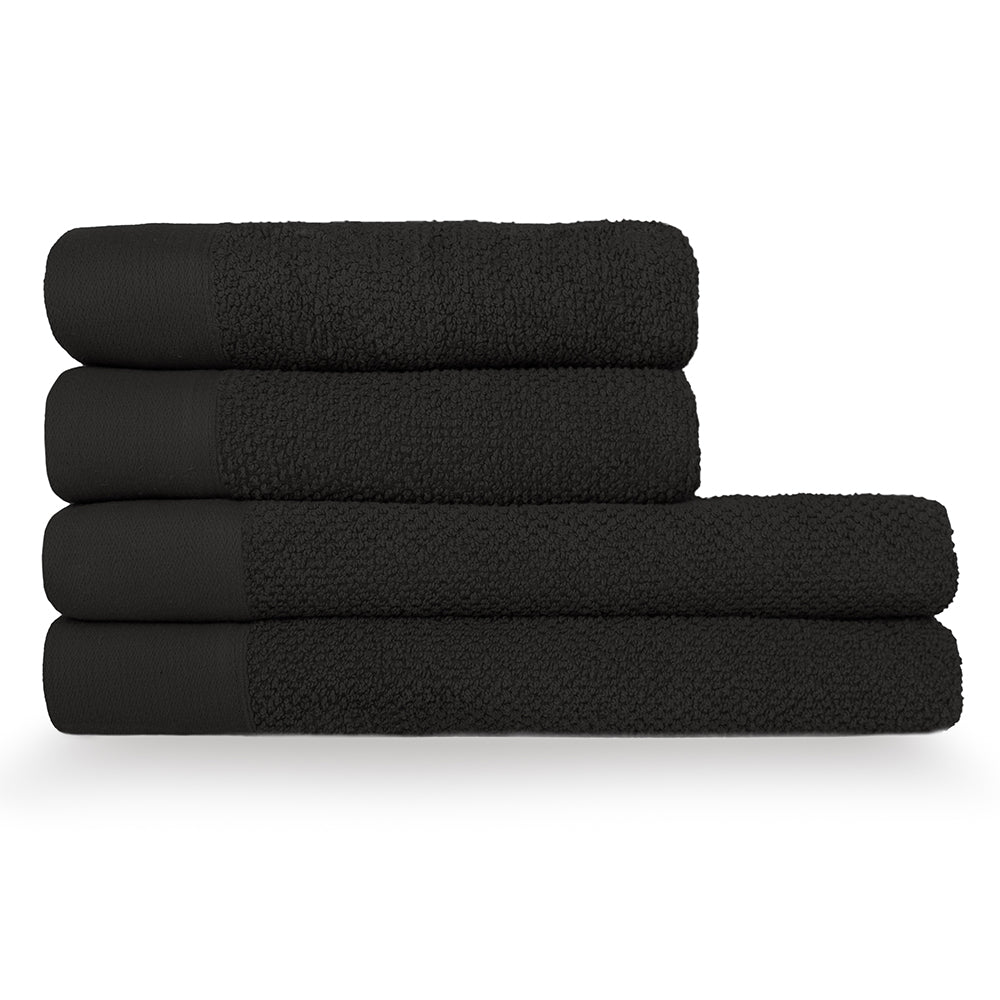 Textured Weave 100% Cotton Towel - Black