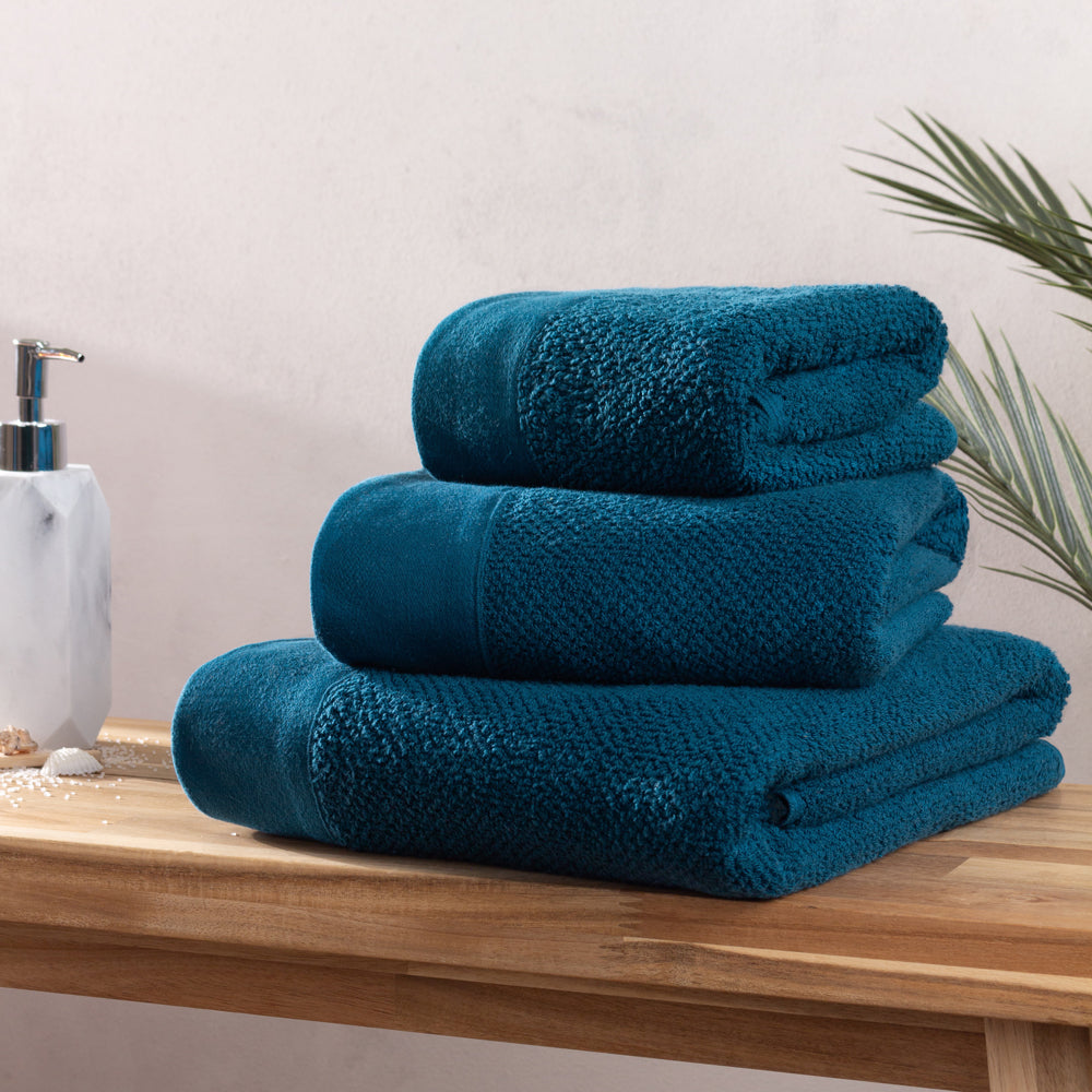 Textured Weave 100% Cotton Towel - Blue