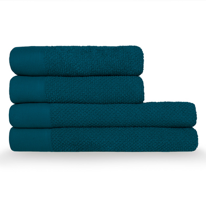 Textured Weave 100% Cotton Towel - Blue