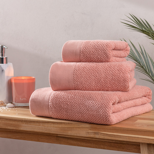 Textured Weave 100% Cotton Towel - Blush Pink