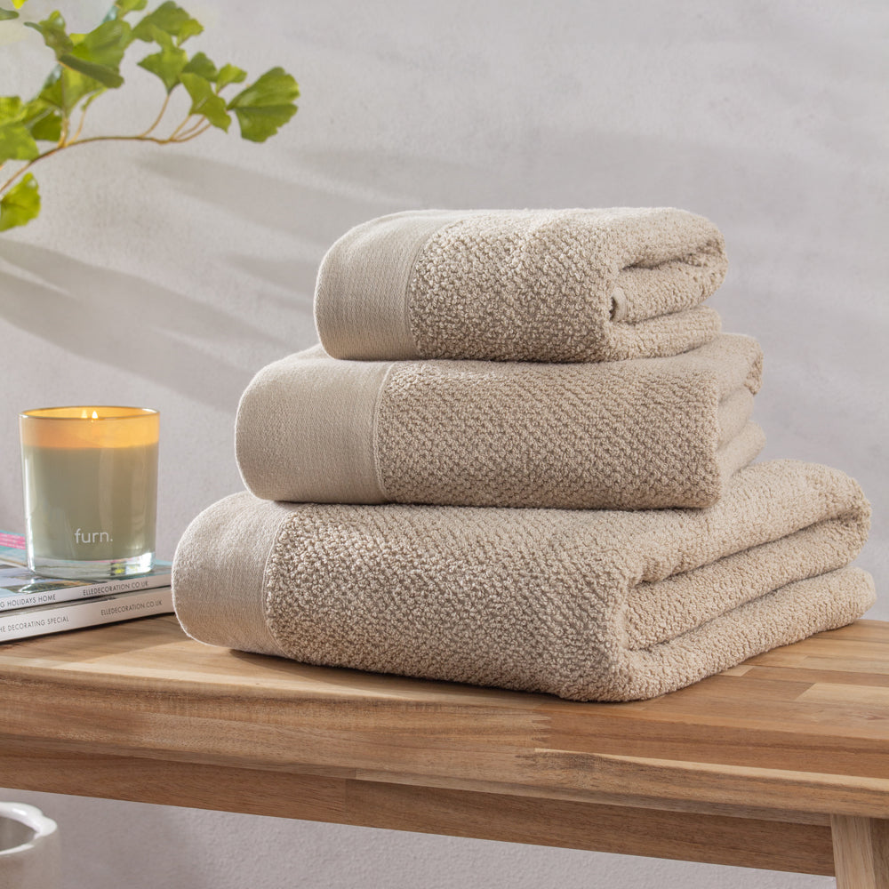 Textured Weave 100% Cotton Towel - Natural