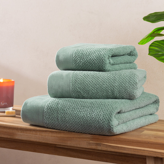 Textured Weave 100% Cotton Towel - Smoke Green