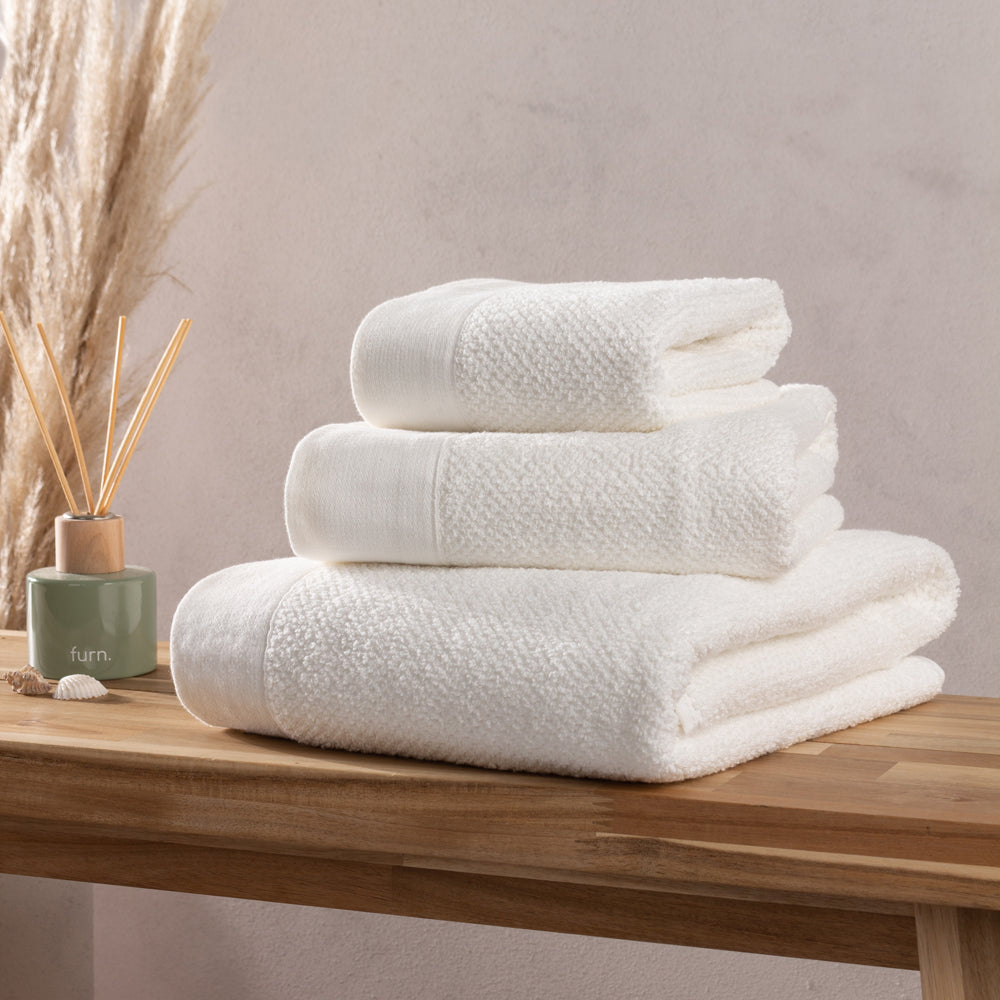 Textured Weave 100% Cotton Towel - White