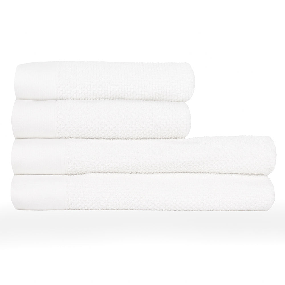 Textured Weave 100% Cotton Towel - White