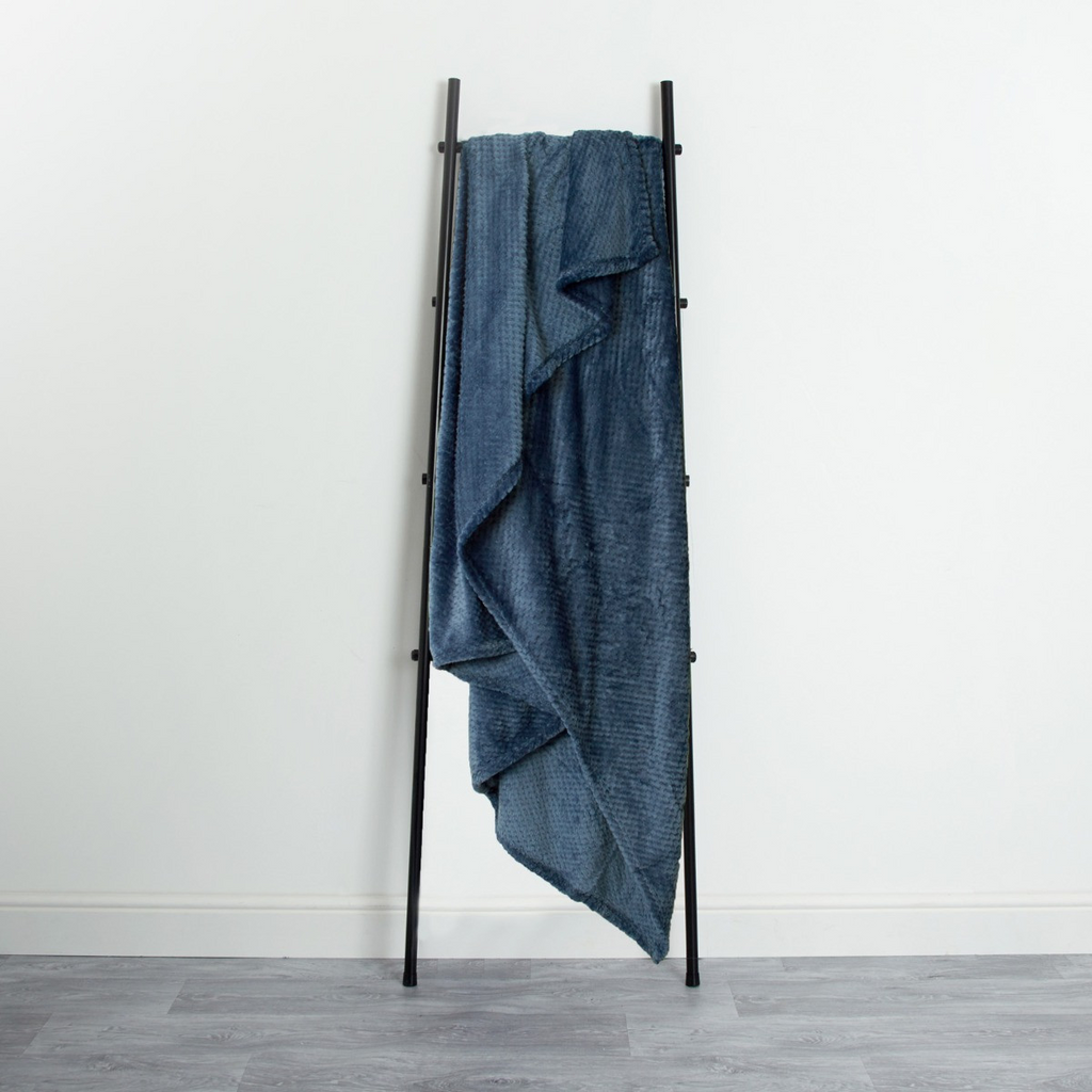 Waffle Textured Mink Throw - Navy