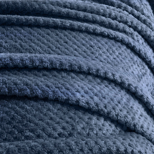 Waffle Textured Mink Throw - Navy