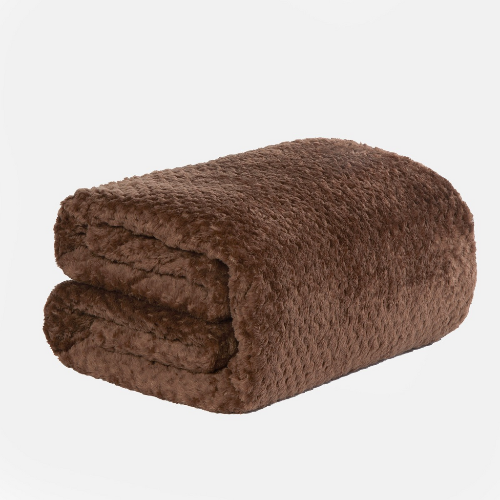 Waffle Textured Mink Throw - Chocolate