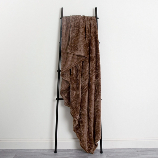 Waffle Textured Mink Throw - Chocolate