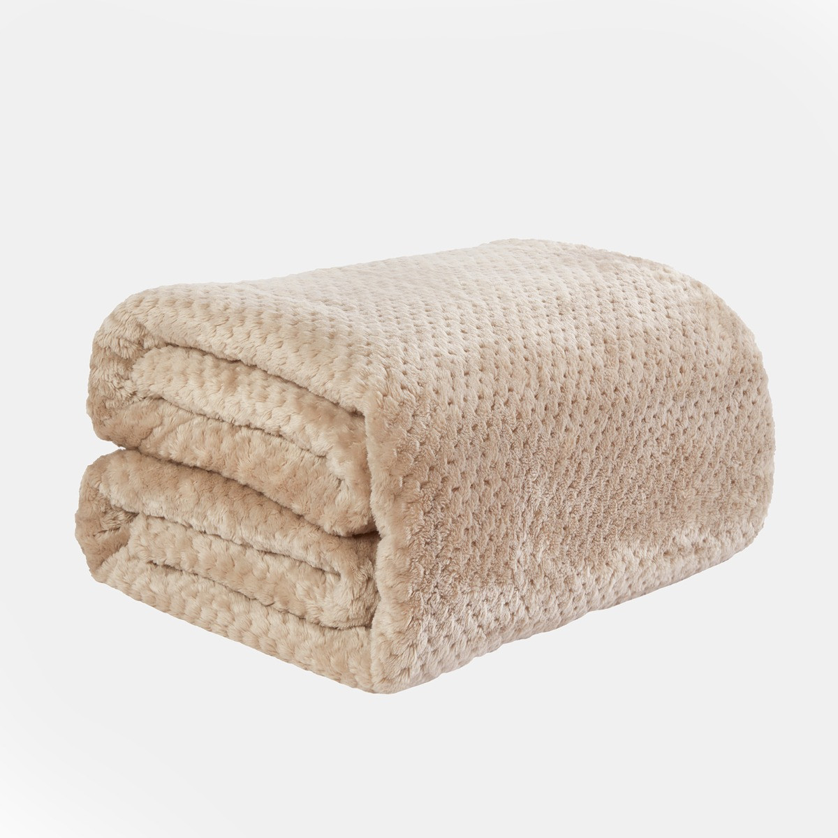 Waffle Textured Mink Throw - Cream