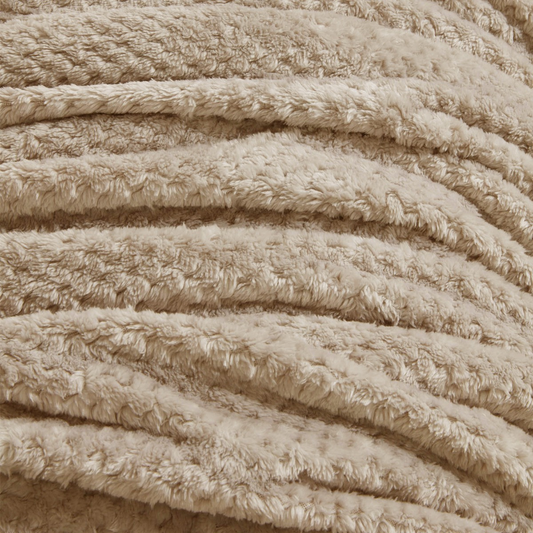 Waffle Textured Mink Throw - Cream