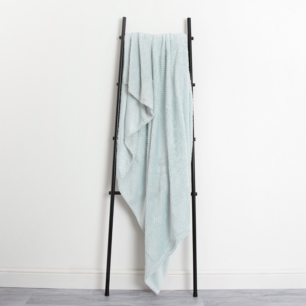Waffle Textured Mink Throw - Duck Egg Blue