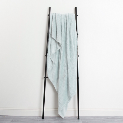 Waffle Textured Mink Throw - Duck Egg Blue