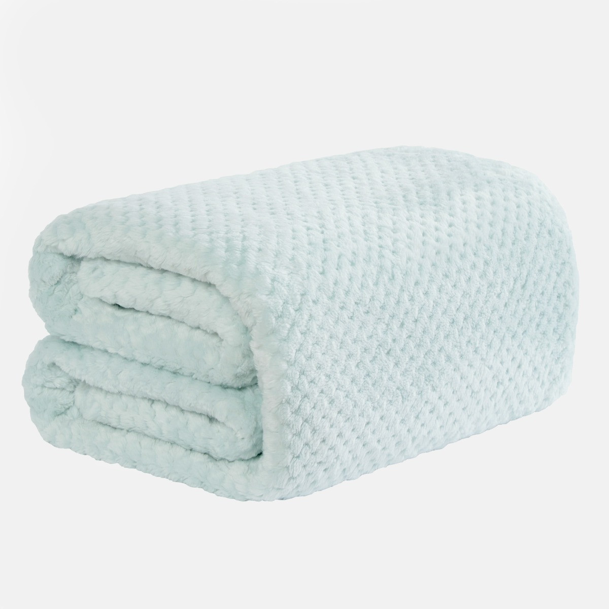 Waffle Textured Mink Throw - Duck Egg Blue