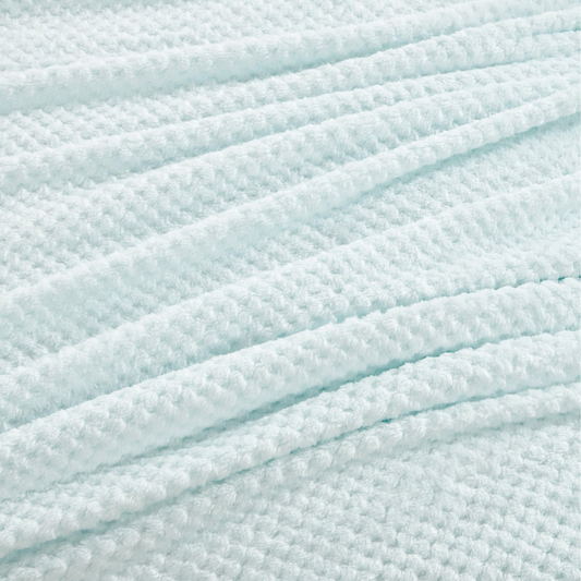 Waffle Textured Mink Throw - Duck Egg Blue