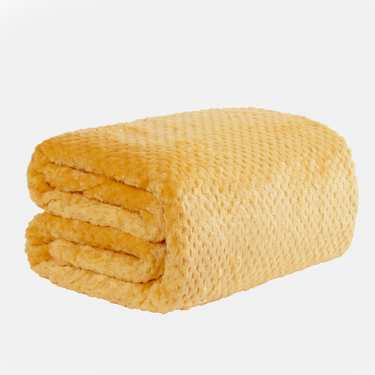 Waffle Textured Mink Throw - Ochre