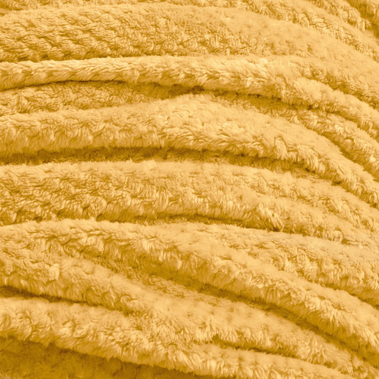 Waffle Textured Mink Throw - Mustard Yellow