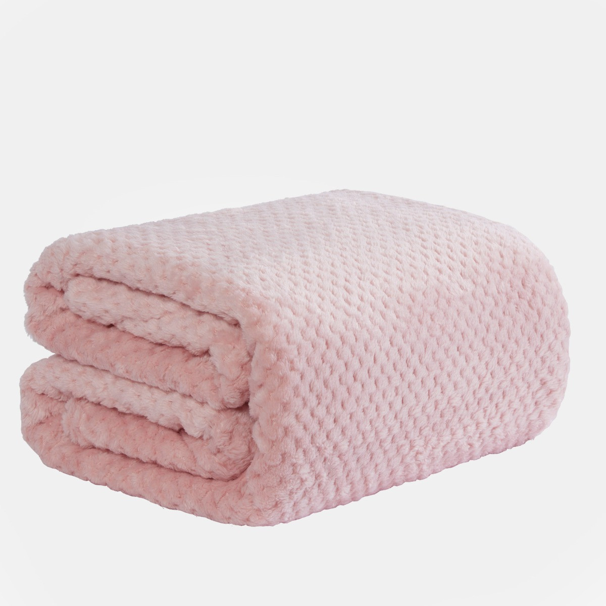 Waffle Textured Mink Throw - Pink