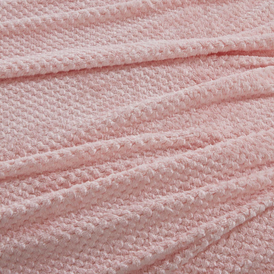 Waffle Textured Mink Throw - Pink