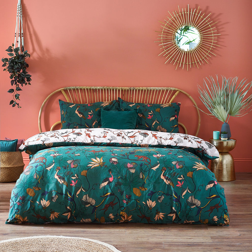 Wildlings 4x6 DOUBLE Juniper Green Duvet Cover and Pillowcase Set