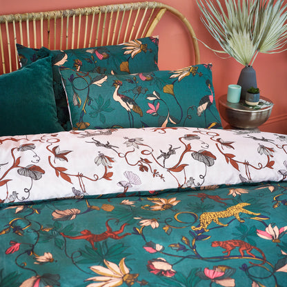 Wildlings 4x6 DOUBLE Juniper Green Duvet Cover and Pillowcase Set