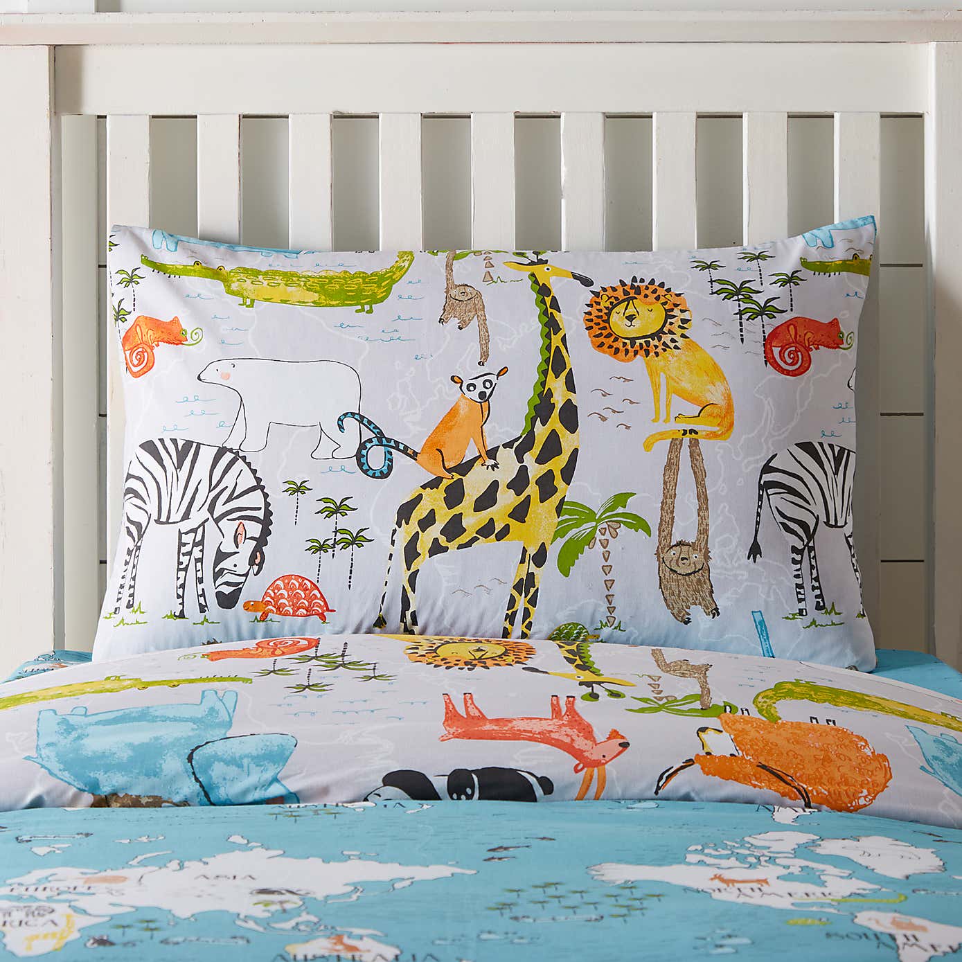 Little Explorer Reversible 4x6 DOUBLE Duvet Cover and Pillowcase Set