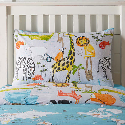 Little Explorer Reversible 4x6 DOUBLE Duvet Cover and Pillowcase Set